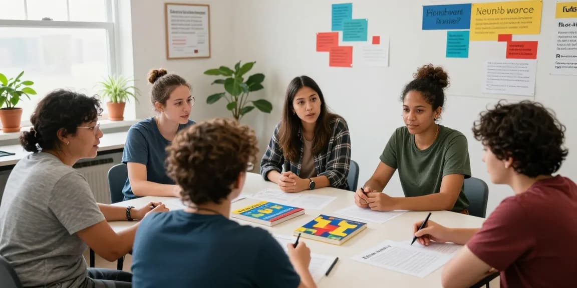 Engaging autism workshops promoting collaboration and understanding among diverse participants.