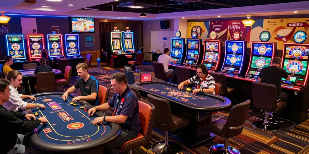 ku88 gaming floor with diverse players enjoying live dealer games and vibrant atmosphere