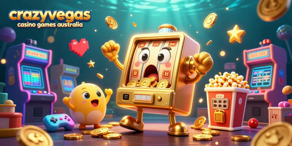Experience the thrill of crazyvegas casino games australia with a golden slot machine celebrating a jackpot!